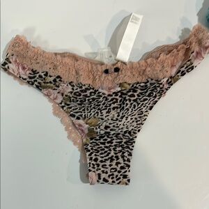 Intimissimi Lace & Leopard Floral Print Brazilian Panties  M